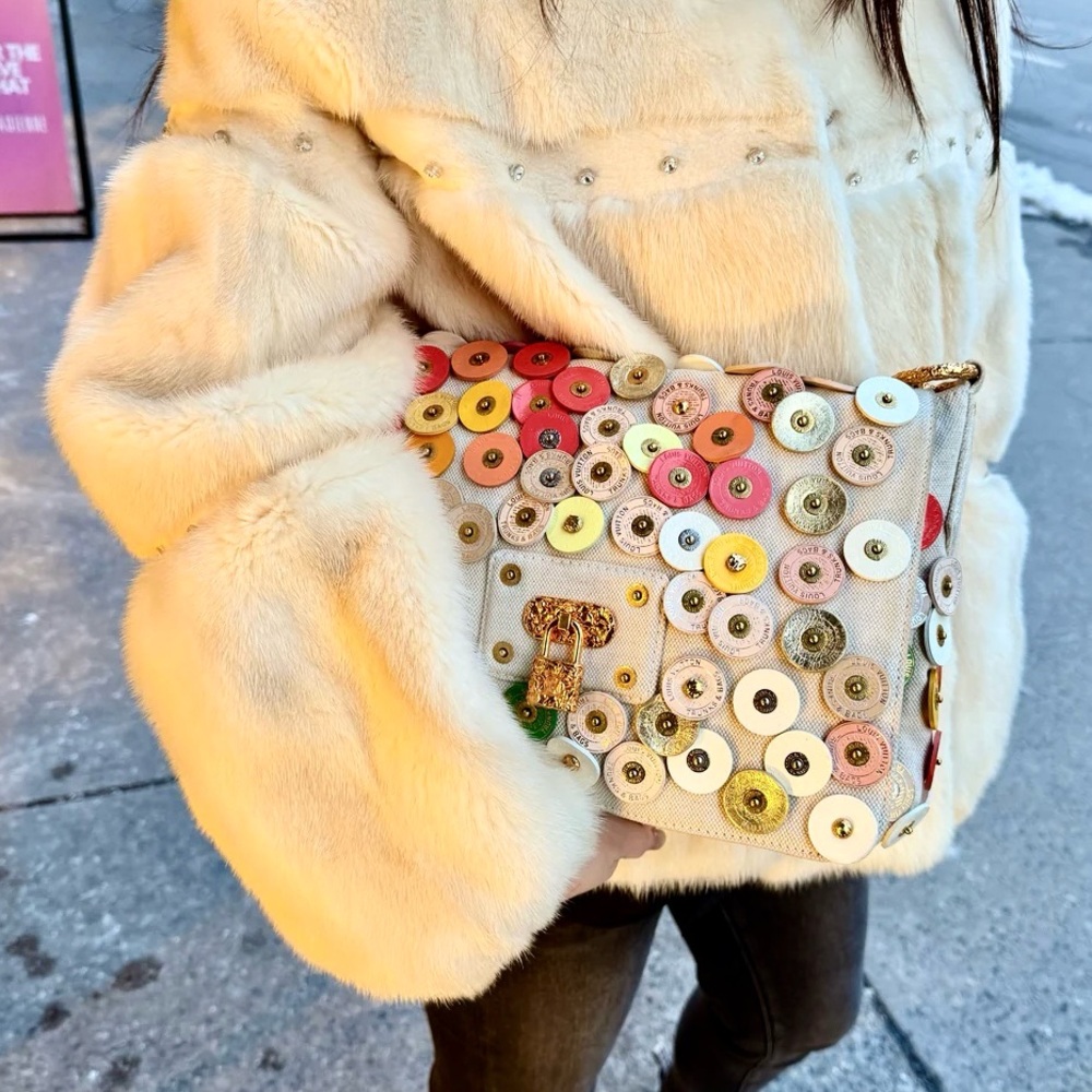 LOUIS VUITTON Polka Dot Fleurs Viviane Bag